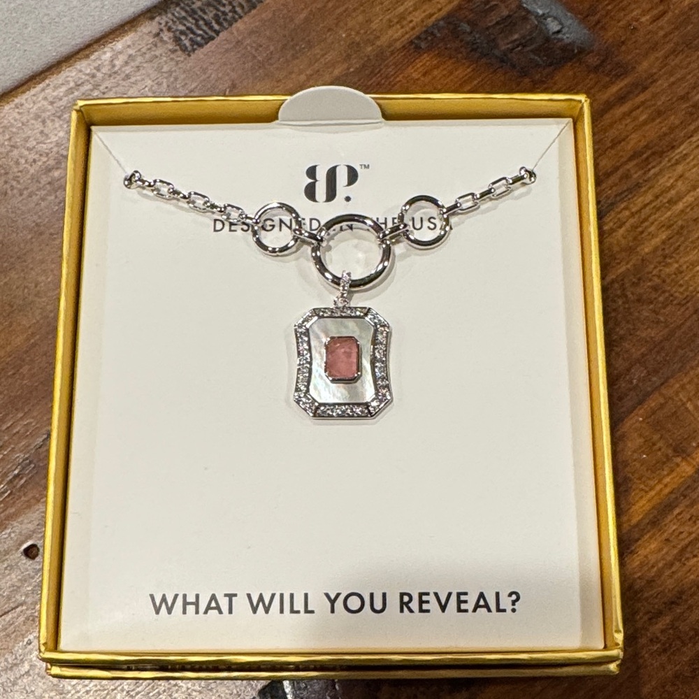 Bomb Party Silver Necklace with Pink Gemstone Pendant